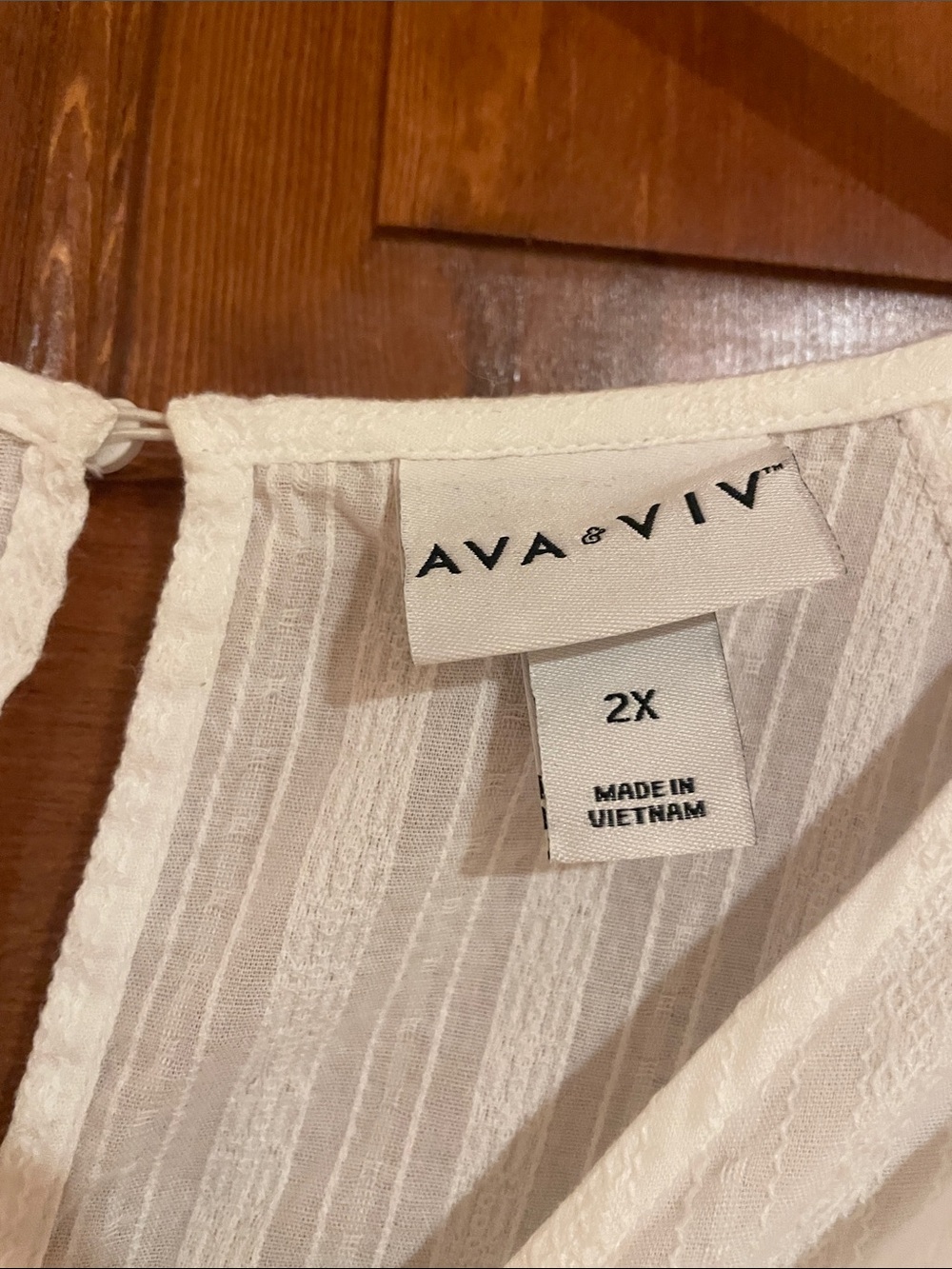 Ava & Viv Cream V-Neck Flutter Sleeve Blouse with Pink Floral Embroidery - Picture 3 of 7